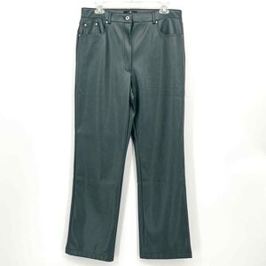 7 For All Mankind Military Green Vegan‎ Leather Straight Leg Pants Sz Large
